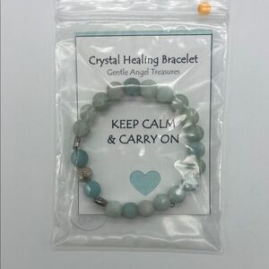 Amazonite Stretch Bracelet • Matte 8mm Beads • Silvertone Spacers • 6” • NWT